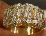 Personalized 14k Gold Plated One Finger Any Initial Double Plate Name Ring