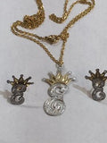 Personalized 14k Gold Plate Single plated Any Initial Set Necklace & Earrings