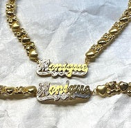 14k Gold Plate Steel X and Teddy Bear Bracelet & matching Necklace