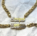 14k Gold Plate Steel X and Teddy Bear Bracelet & matching Necklace