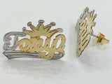 Personalized 14k Gold Plate Any Name Single Plated STUD Earrings with Crown