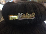 Personalized 14k Gold Plate Any Name Single Plate Hair Clip /Hair accessory.
