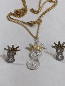 Personalized 14k Gold Plate Single plated Any Initial Set Necklace & Earrings