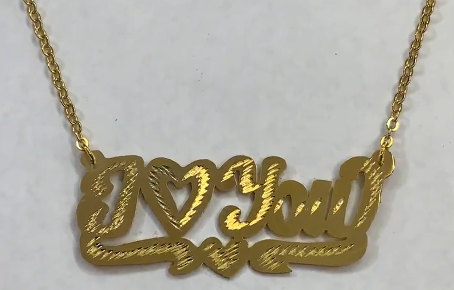 14k Gold Plate Personalized "ILoveYou" Single Plate Nameplate Necklace (comes with the Chain ).