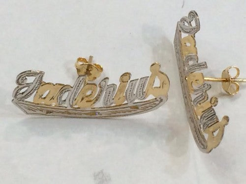 PERSONALIZED GP Any Name Single Plated STUD Earrings .