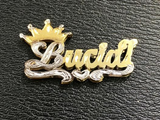 Personalized 14k Gold Plate Any Name Double Plated STUD Earrings with Crown/a