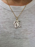 Personalized 14k Gold Overlay Double Plate 3d Any Initial Name Plate Necklace /Free Chain