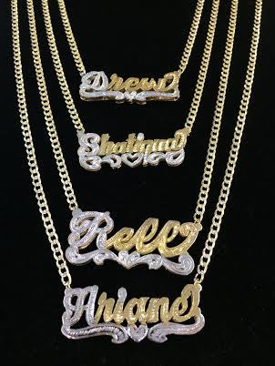 Two deals - Tones Double Name plate with 14kt gold plated (FREE CHAIN)