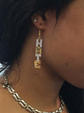 Personalized 14k Gold Overly Single Plate Any Name Dangle Earrings /Gold Plated/1