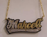 Personalized 14k Gold Plate Any Name Any Color Onyx Nameplate Necklace (comes with the Chain )2