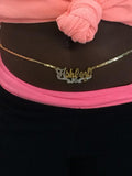 Personalized 14k Gold Plated Double Plate Any 3D Name Belly Ring Necklace