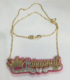 Personalized 14k Gold Plate Any Name Any Color Onyx Nameplate Necklace + Crown (comes with the Chain )