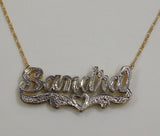 Personalized 14k Gold Overlay/ Silver Plate Double 3D Any Name Plate Necklace Free Chain/ Gold Plated Dipped in White Gold/f5