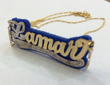 Personalized 14k Gold Plate Any Name Any Color Onyx Nameplate Necklace (comes with the Chain )1