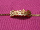 Personalized 14k Gold Plate Single Plate Any Name Bracelet + Any Color Onyx Background