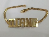 Personalized Adult 14K Gold Overly Any Block Letter Name ID Bracelet Baptsim Christening (Gold Plate)