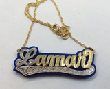 Personalized 14k Gold Plate Any Name Any Color Onyx Nameplate Necklace (comes with the Chain )1