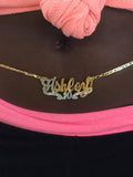 Personalized 14k Gold Plated Double Plate Any 3D Name Belly Ring Necklace