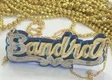 Personalized 14k Gold Overlay Double Any Name Plate Necklace Any Color Onyx Back