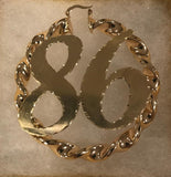 Personalized 14k Gold Overlay Any Name hoop NUMBER Earrings Twisty Jumbo Bamboo Earrings 3 inch