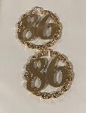 Personalized 14k Gold Overlay Any Name hoop NUMBER Earrings Twisty Jumbo Bamboo Earrings 4 inch
