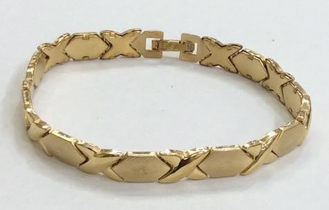 14k Gold Plate Steel  XOXO Bracelet 8" /Gift / X and O/Hugg and Kisses