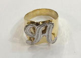 Personalized 14k Gold Plated One Finger Any Initial Double Plate Name Ring