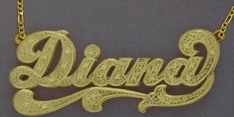 Personalized Gold Overlay Double 3d  Any Name Plate Necklace Free Chain /a4