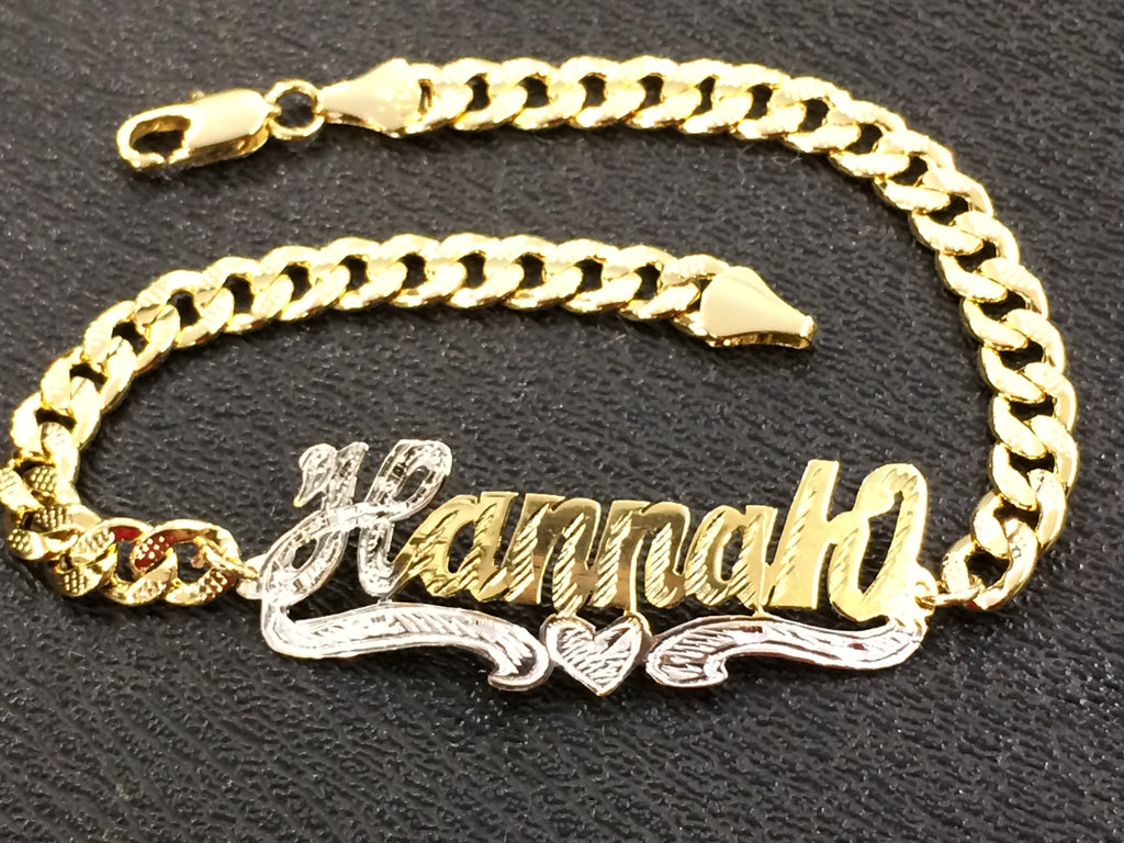 Baby girl/boy Personalized 14K Gold Overly Any Name ID Bracelet Baptsim Christening 5 1/2 Inch.