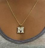 Personalized 14k Gold Overlay Double Plate 3d Any Block Letter Initial Name Plate Necklace /Free Chain