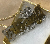 14k Gold Plate Personalized Any Name Double Plate Nameplate Butterfly Necklace with chain