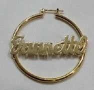 Personalized 14k Gold Overlay/ Gold Plate any Name 1 1/2 inch hoop earrings/a