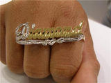 Personalized Any Name 14k Gold Plated 2 Fingers Any Single plate Name Ring/2