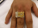 Personalized 14k Gold Plated One Finger Any 2 Double Plated Name Ring