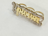Personalized Any Name 14k Gold Plated Three Fingers Any double Name Ring/1