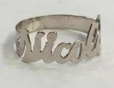 .925 Sterling Silver Personalized One Finger Any Name Ring Plain Script Letters With or Without Diamond Cut