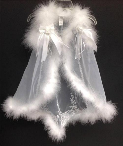 Baby Girl Christening Baptism White Fur Cape Princess Gown/S-M-L/ Frozen/ Anna Elsa custom/ Birthday