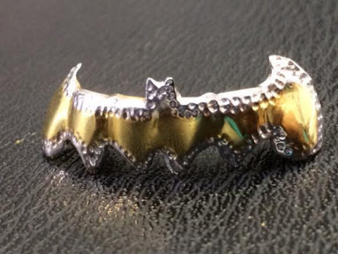 Custom Made 14k Gold Overlay Removable Grillz Teeth /Gold Plate Caps/ 6 Teeth Top or Bottom Fangs/1