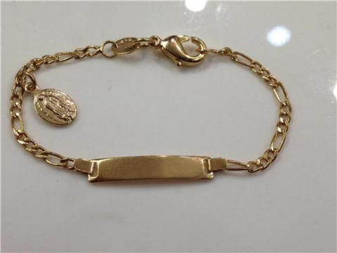 14k Gold Plate Baby ID bracelet/ No Personalized/ Christening /Baptism/ Birthday/Virgin Mary