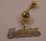 Personalized 14k Gold Plated Single Plate Any Name Belly Ring