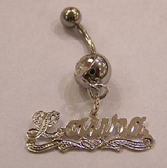 Personalized Silver Plated Single Plate Any Name Belly Ring