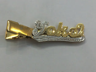 14k Gold Plate Personalized Any Name Single Plate Nameplate Hair Clip/Accessories .