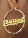 Personalized 14k Gold Overlay Any Name hoop Earrings 2 1/4 inch