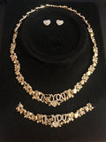 14k Gold Plate Steel ILoveYou X and Teddy Bear Bracelet & matching Necklace + FREE Heart Stud Earrings