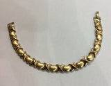 14k Gold Plate Steel  X and Heart Bracelet 8" /Gift/ Hugg and Kisses