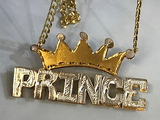 14k Gold Plate Personalized Any Block Letter Name Double Plate Nameplate Crown Necklace