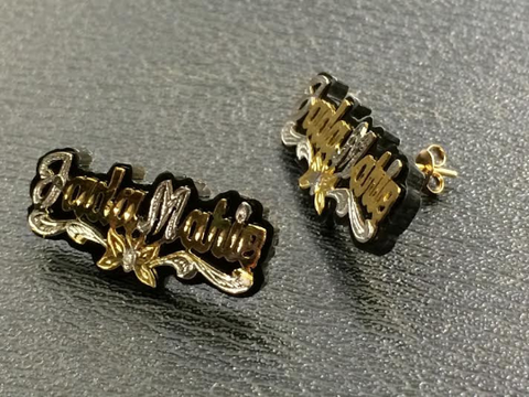PERSONALIZED 14K GOLD PLATED 1" STUD NAME EARRINGS ANY NAME UP TO 7 PERSONALIZED 14K GOLD PLATED 1" STUD NAME EARRINGS ANY NAME UP TO 7
