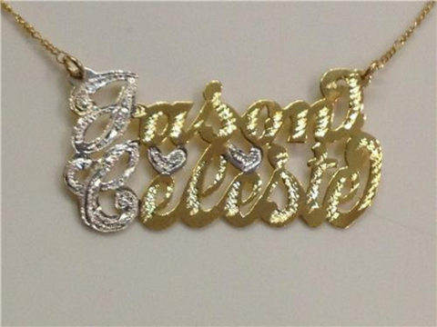 Personalized 14k Gold Plate Any 2 Names Single Plate Nameplate Necklace (comes with the Chain )