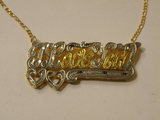 Personalized Gold Overlay Double Plate (ILoveYou) or Any 3d Name Plate Necklace Free Chain