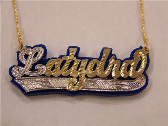 Personalized 14k Gold Plate Any Name Any Color Onyx Nameplate Necklace (comes with the Chain )1